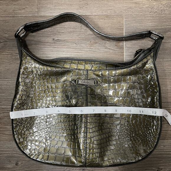 Cole Haan Green Patent Leather Crocodile Print Shoulderbag - Picture 8 of 11